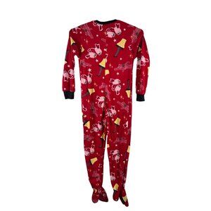 A Christmas Story Juniors S Red Button-up Footed One Piece Holiday Pajamas